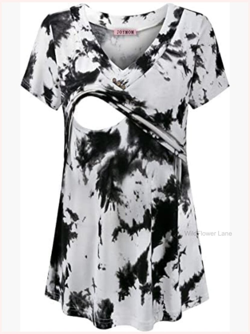 V Neck Short Sleeve Nursing Top Maternity Breastfeeding Shirt S-2XL